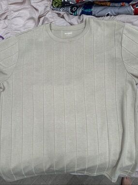 Old Navy Neutral Beige Ribbed Crewneck Sweater